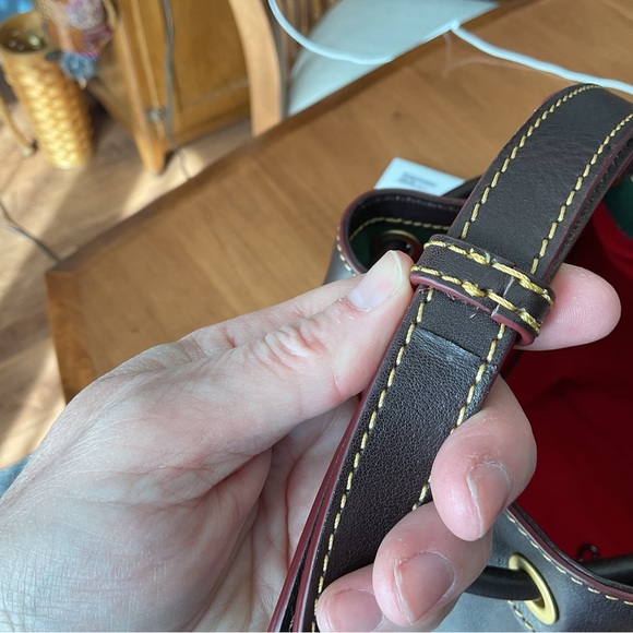 Dooney & Bourke Brown T’Moro Florentine drawstring bucket bag with whipstitch - Picture 15 of 16